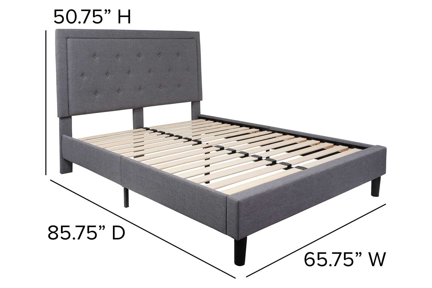 BLNK Roxbury Tufted Upholstered Platform Bed - Light Gray, Queen Size