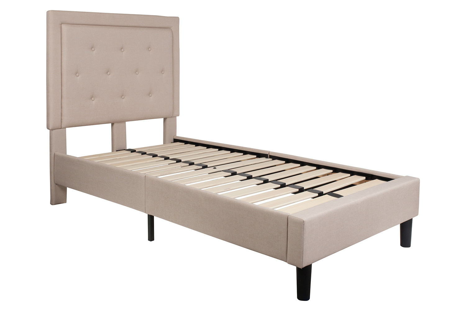 BLNK Roxbury Tufted Upholstered Platform Bed - Beige, Twin Size