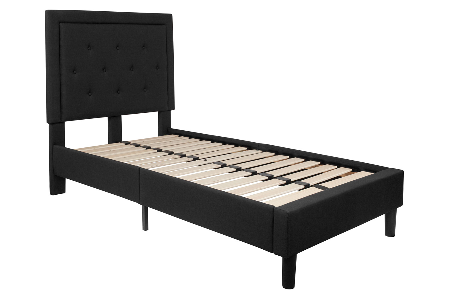 BLNK Roxbury Tufted Upholstered Platform Bed - Black, Twin Size