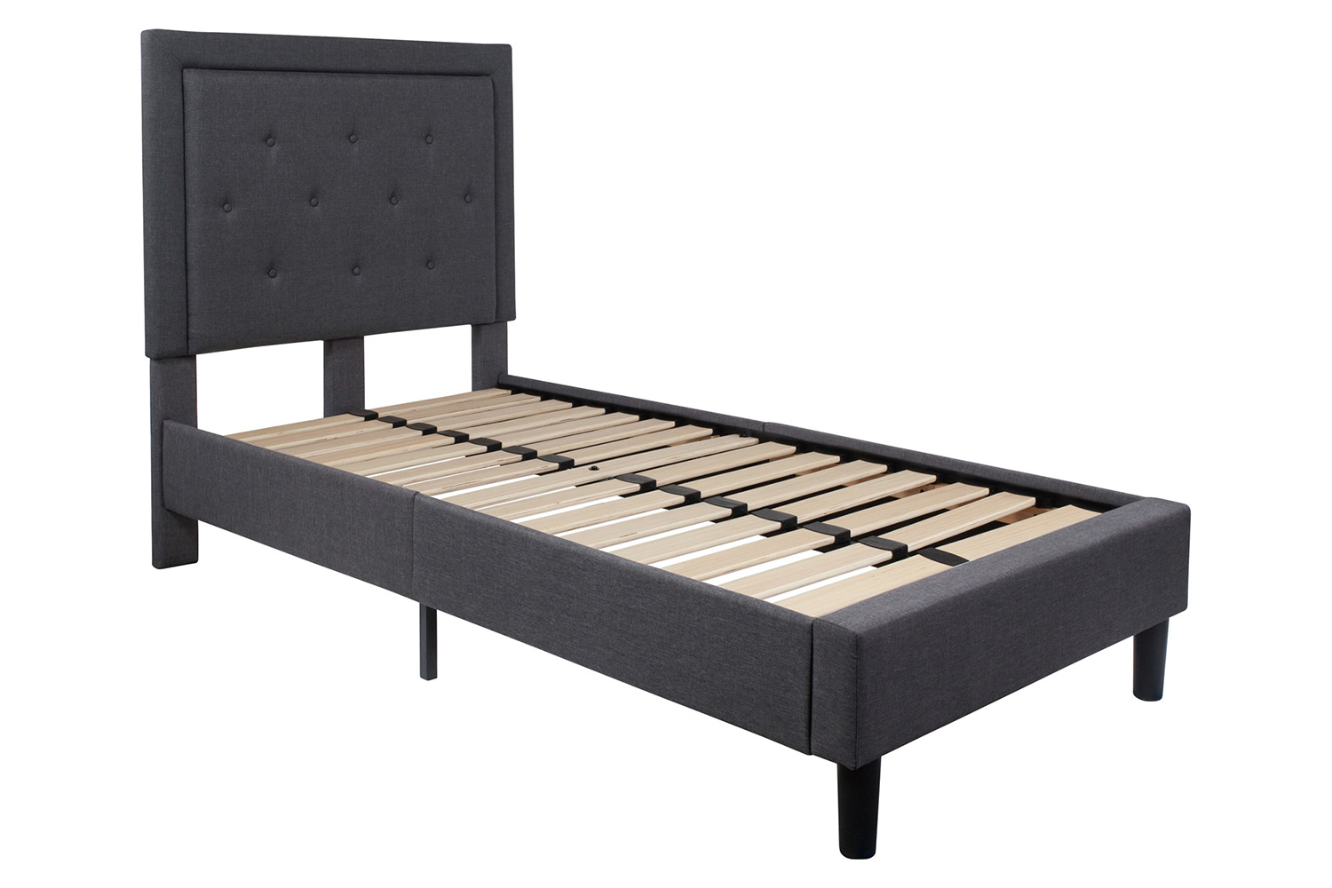 BLNK Roxbury Tufted Upholstered Platform Bed - Dark Gray, Twin Size