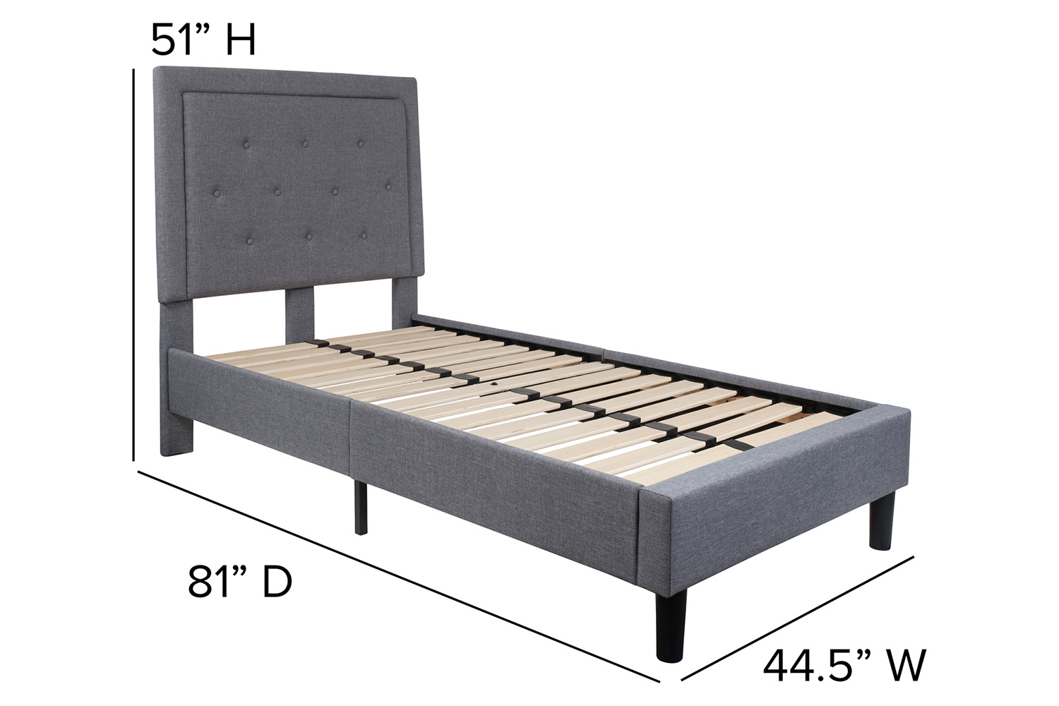 BLNK Roxbury Tufted Upholstered Platform Bed - Light Gray, Twin Size