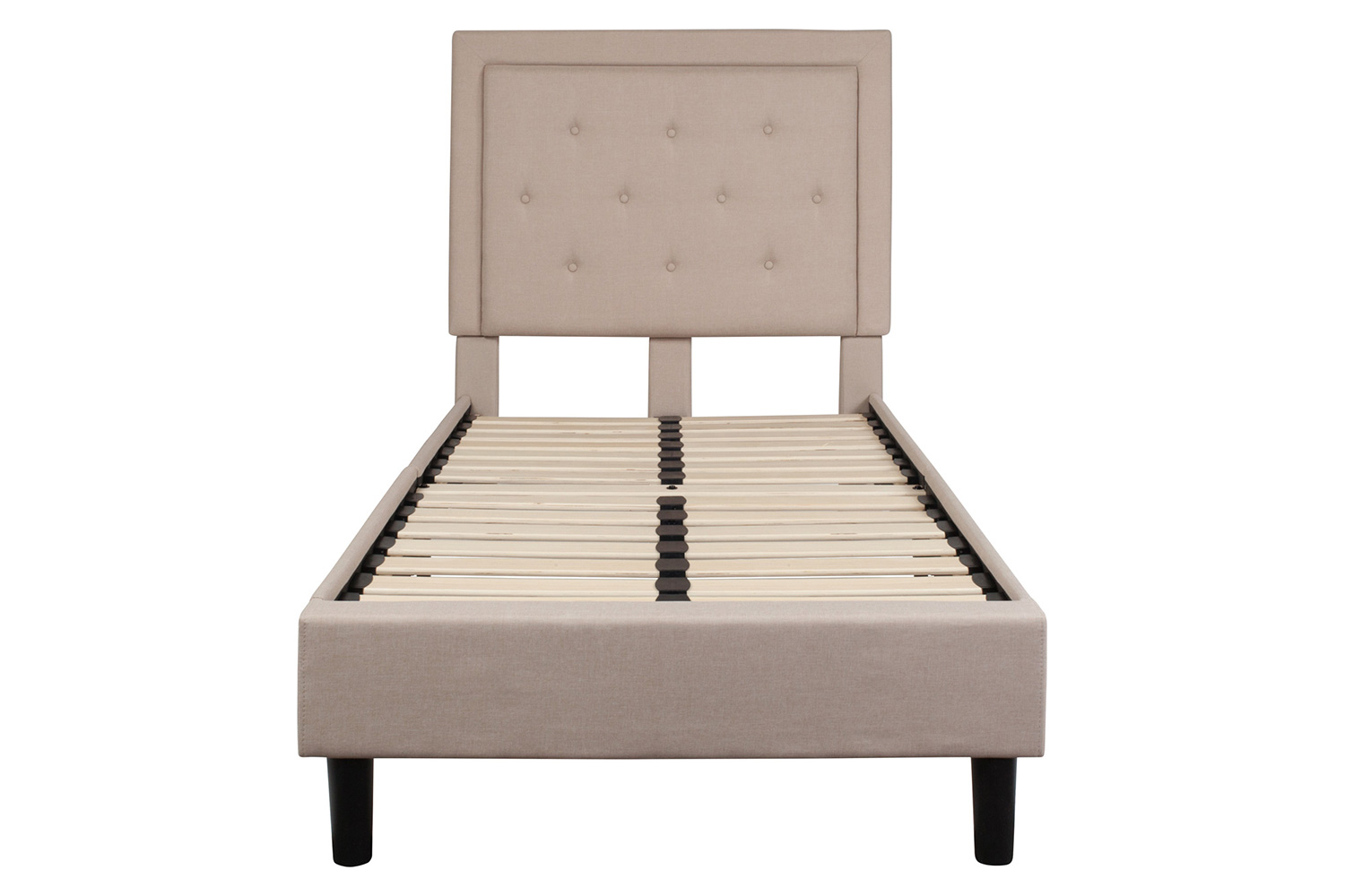 BLNK™ Roxbury Tufted Upholstered Platform Bed with 10" CertiPUR-US Certified Pocket Spring Mattress - Beige, Twin Size