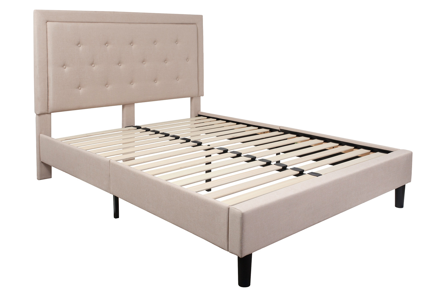 BLNK™ Roxbury Tufted Upholstered Platform Bed with 10" CertiPUR-US Certified Pocket Spring Mattress - Beige, Queen Size