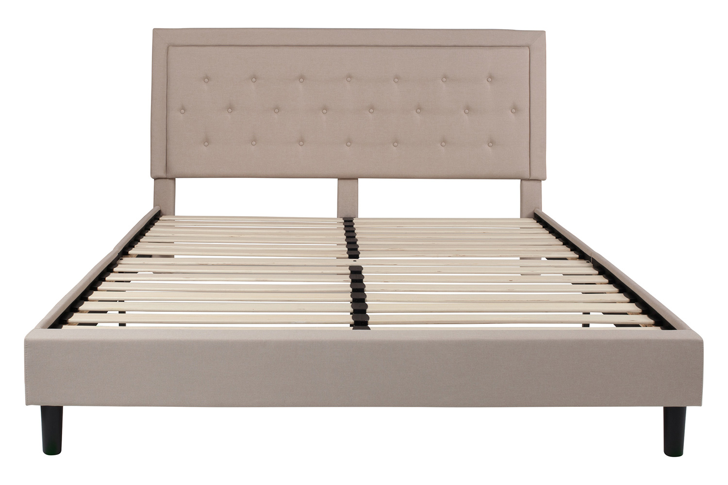 BLNK Roxbury Tufted Upholstered Platform Bed with 10" CertiPUR-US Certified Pocket Spring Mattress - Beige, King Size