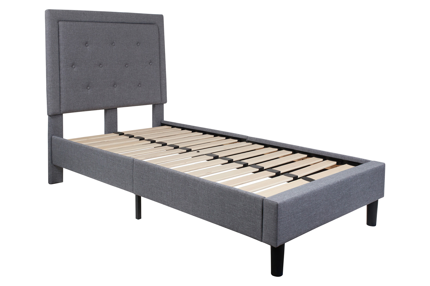 BLNK Roxbury Tufted Upholstered Platform Bed with 10" CertiPUR-US Certified Pocket Spring Mattress - Light Gray, Twin Size