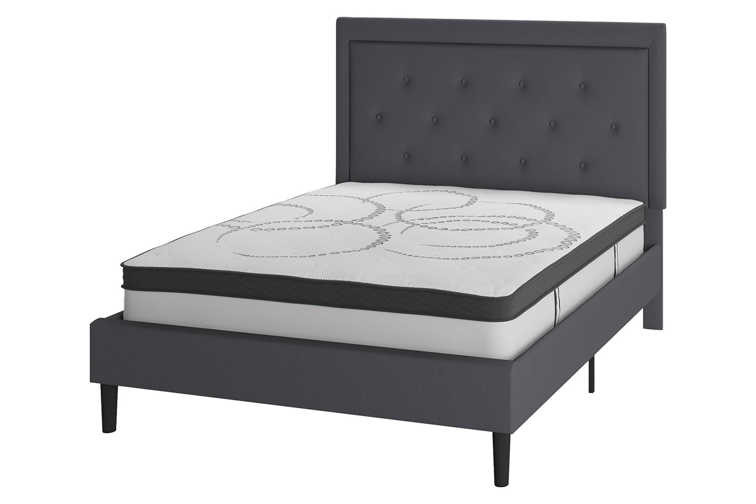 BLNK™ Roxbury Tufted Upholstered Platform Bed with 10" CertiPUR-US Certified Pocket Spring Mattress - Dark Gray, Full Size