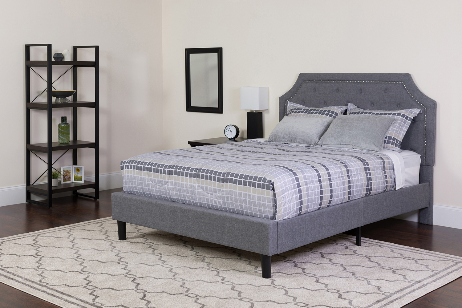 BLNK Brighton Tufted Upholstered Platform Bed with Memory Foam Mattress