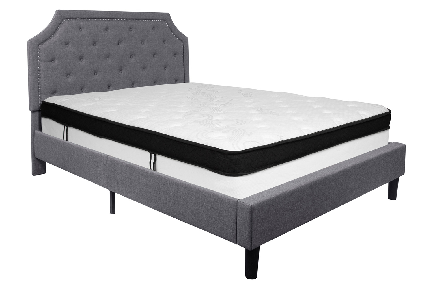 BLNK Brighton Tufted Upholstered Platform Bed with Memory Foam Mattress