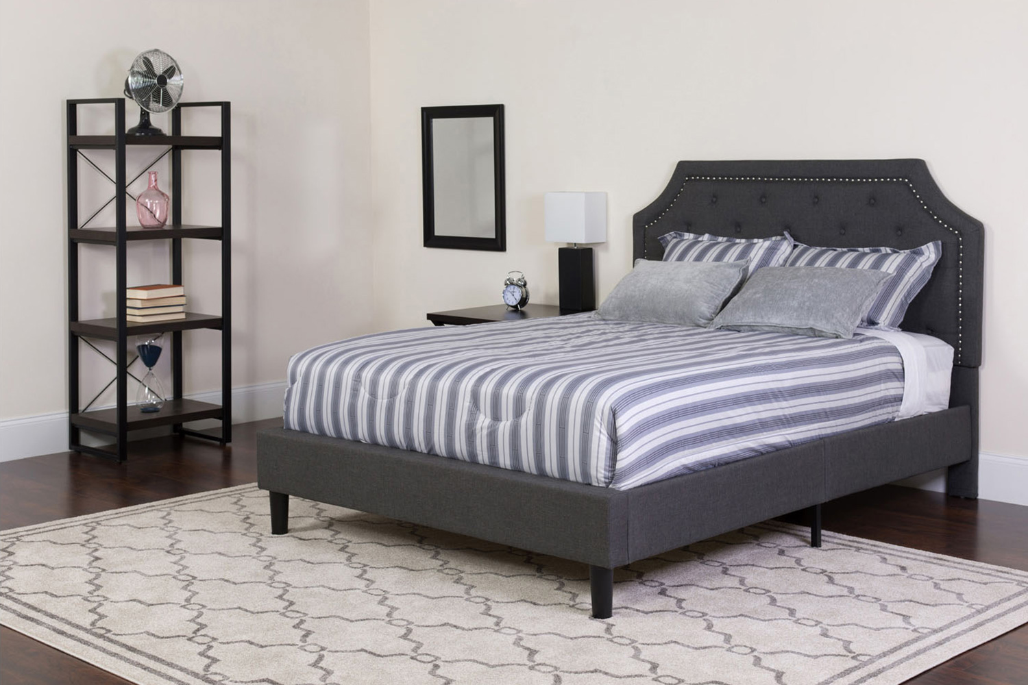 BLNK Brighton Tufted Upholstered Platform Bed with Memory Foam Mattress