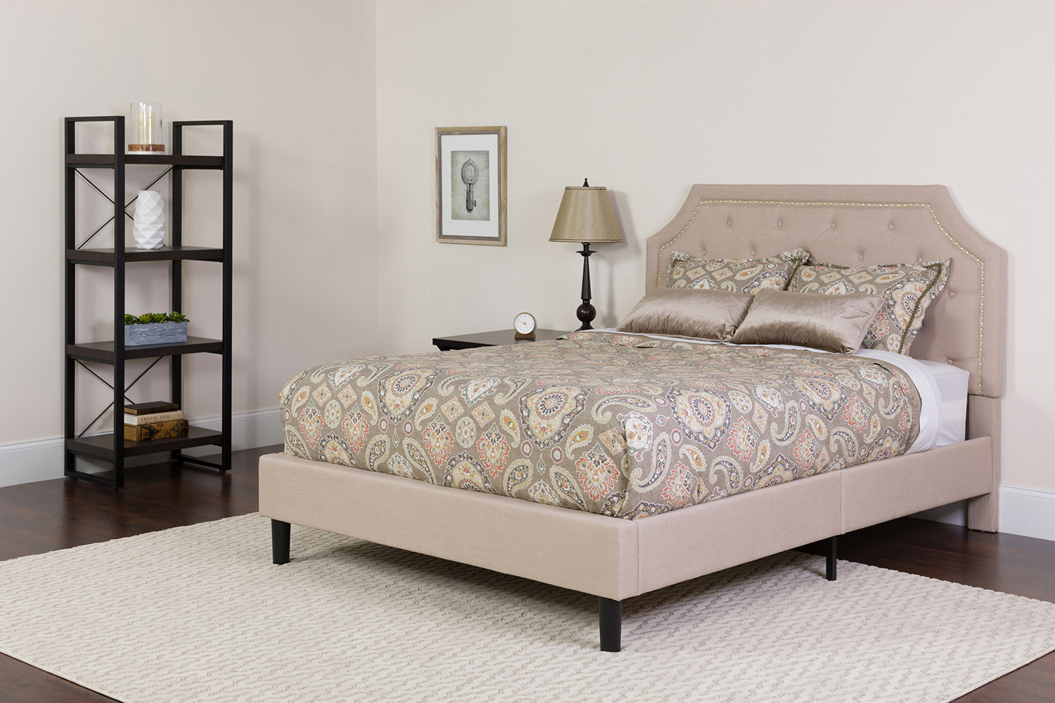 BLNK Brighton Tufted Upholstered Platform Bed with Memory Foam Mattress