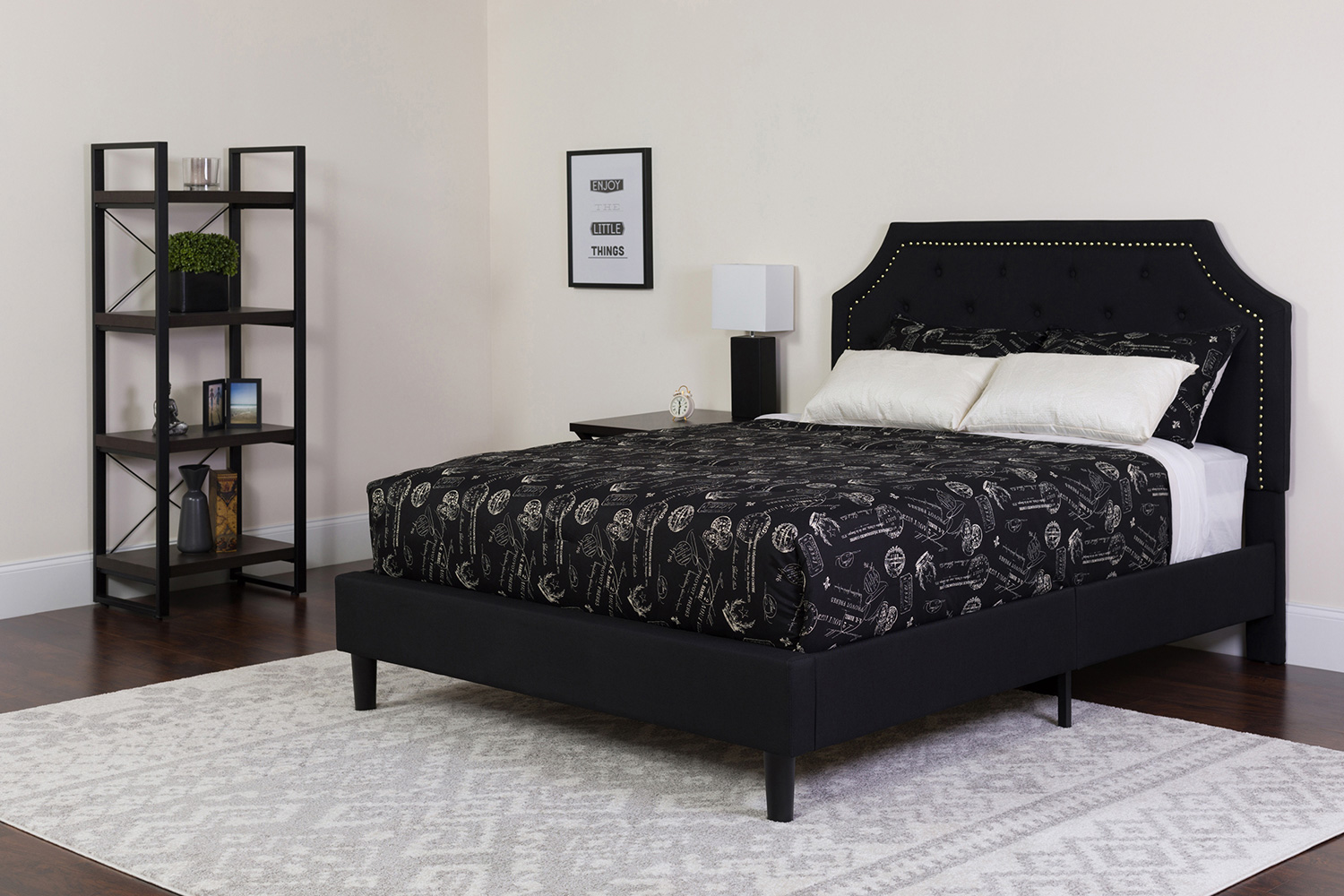 BLNK Brighton Tufted Upholstered Platform Bed with Memory Foam Mattress