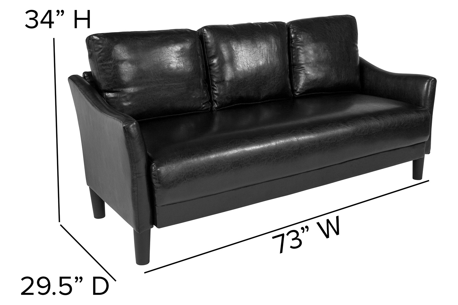 BLNK Asti LeatherSoft Upholstered Sofa - Black