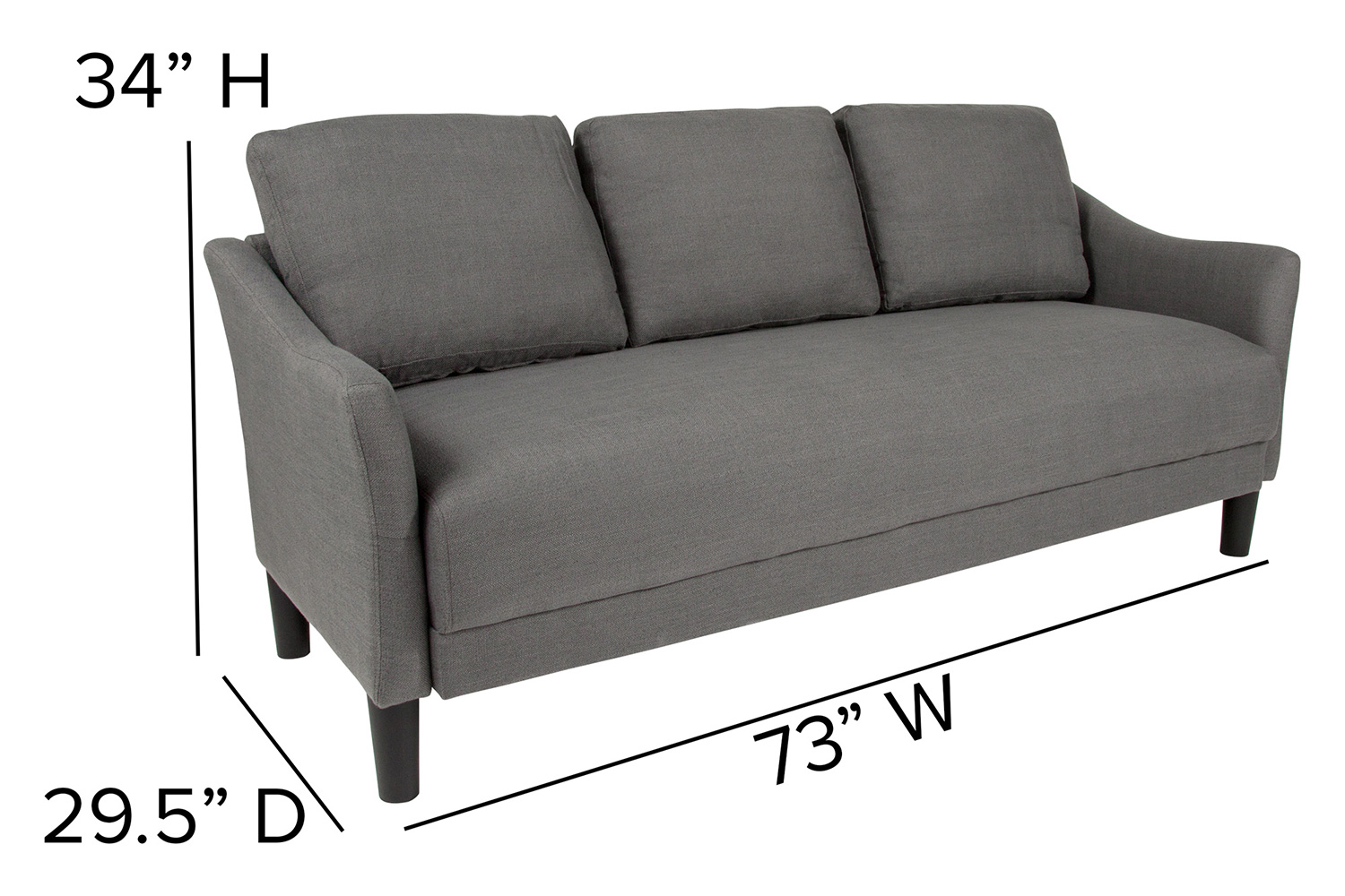 BLNK Asti Fabric Upholstered Sofa - Gray