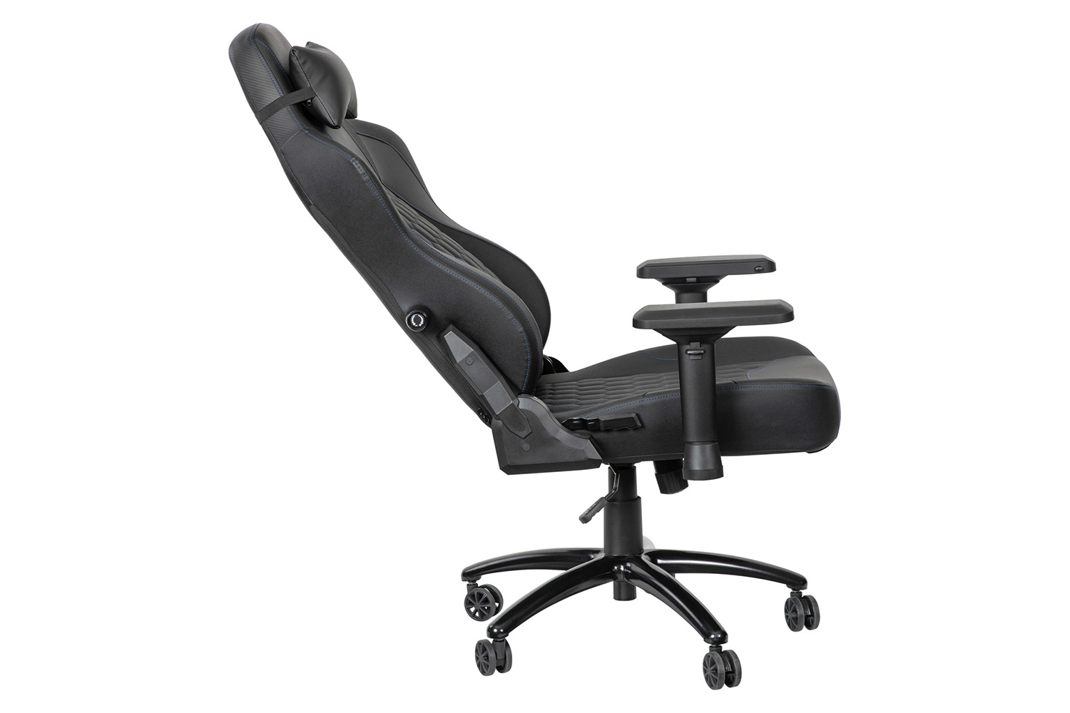 BLNK Falco Ergonomic Black High-Back Adjustable Gaming Chair with 4D Armrests, Headrest Pillow, and Adjustable Lumbar Support - with Blue Stitching