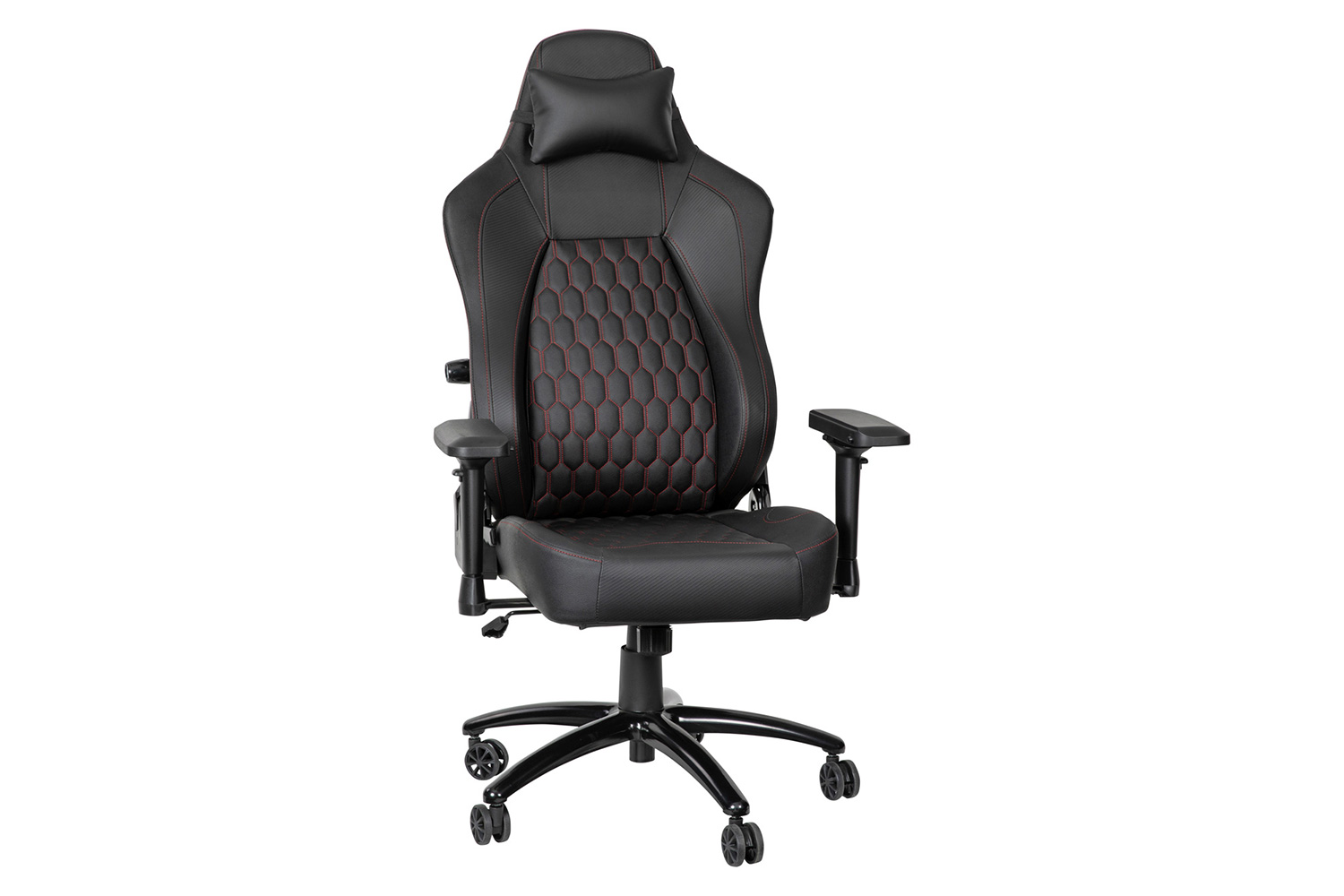 BLNK Falco Ergonomic Black High-Back Adjustable Gaming Chair with 4D Armrests, Headrest Pillow, and Adjustable Lumbar Support - with Red Stitching