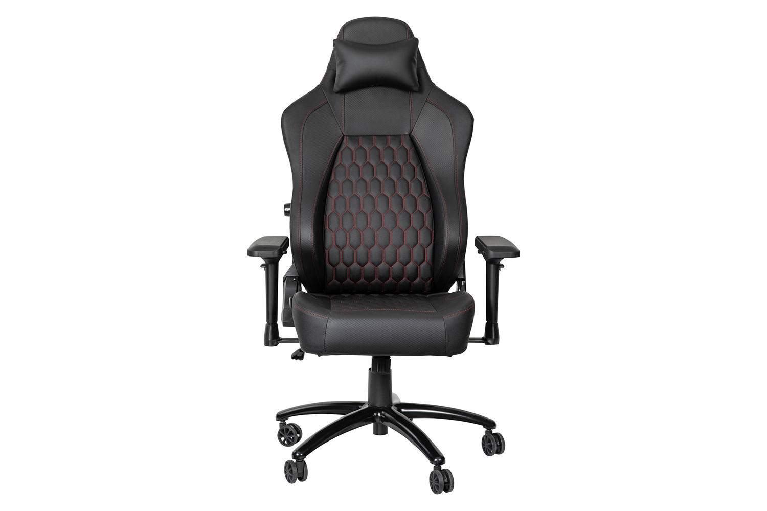 BLNK Falco Ergonomic Black High-Back Adjustable Gaming Chair with 4D Armrests, Headrest Pillow, and Adjustable Lumbar Support - with Red Stitching