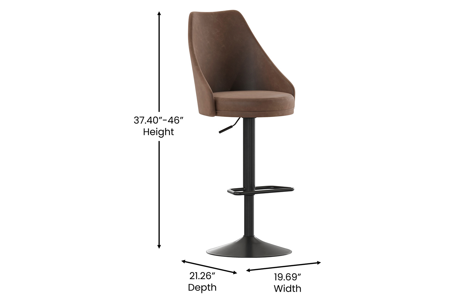 BLNK™ Chrishelle Commercial LeatherSoft Adjustable Bar Stools Set of 2 - Brown