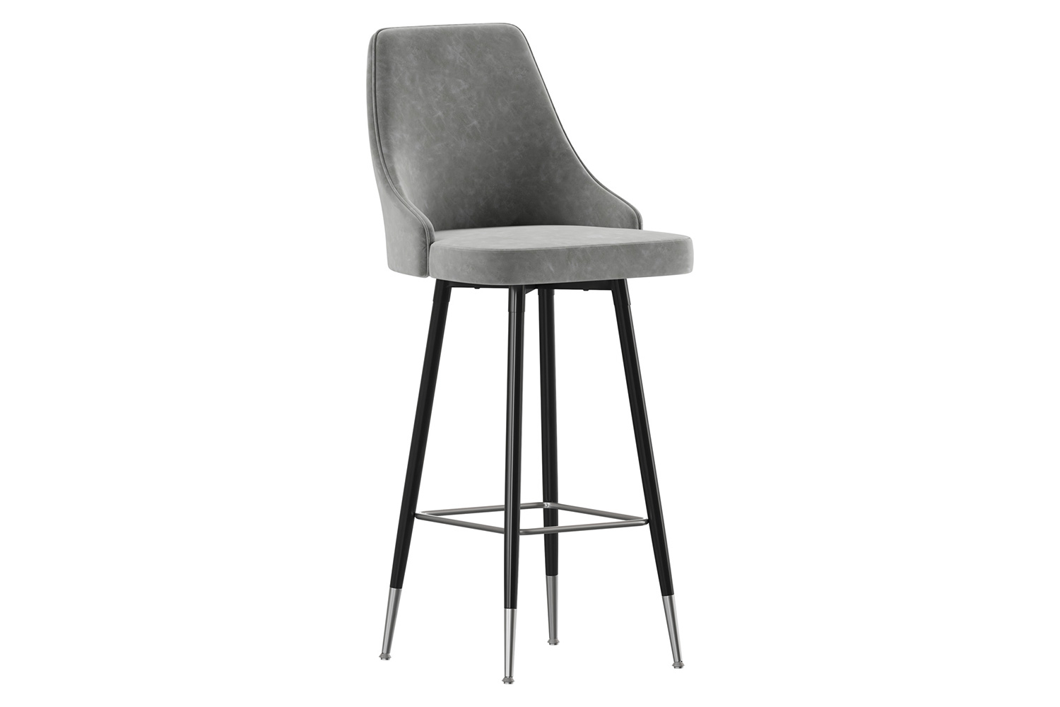 BLNK Shelly Commercial LeatherSoft Bar Height Stools with Solid Black Frames and Chrome Accented Feet and Footrests Set of 2 - Gray