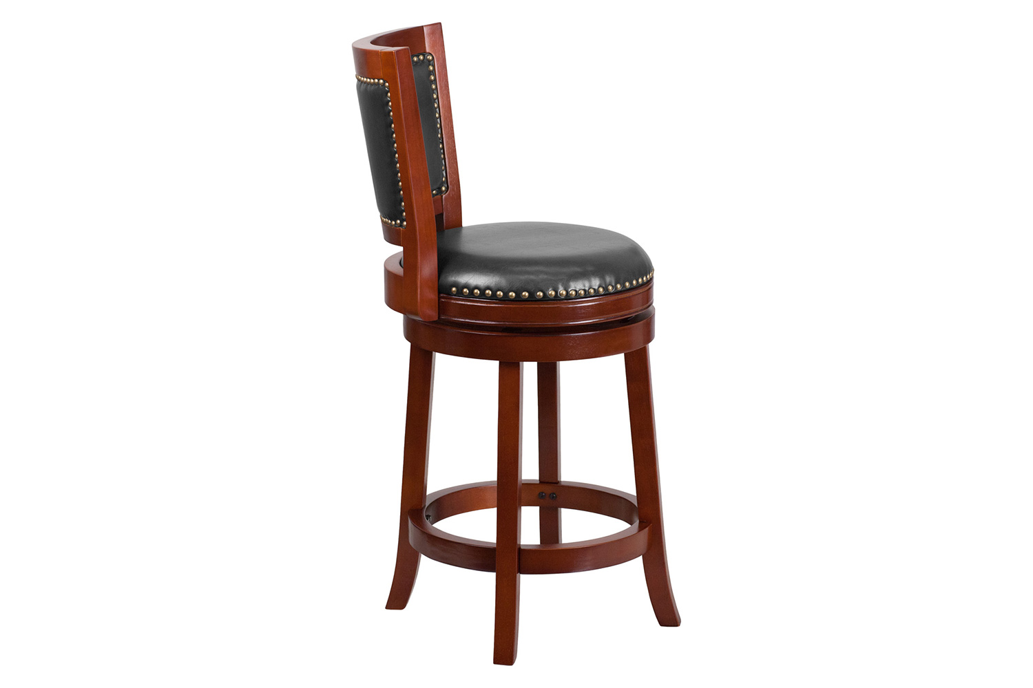 BLNK Ebert Wood Counter Height Stool with Open Panel Back and Swivel Seat - Dark Cherry