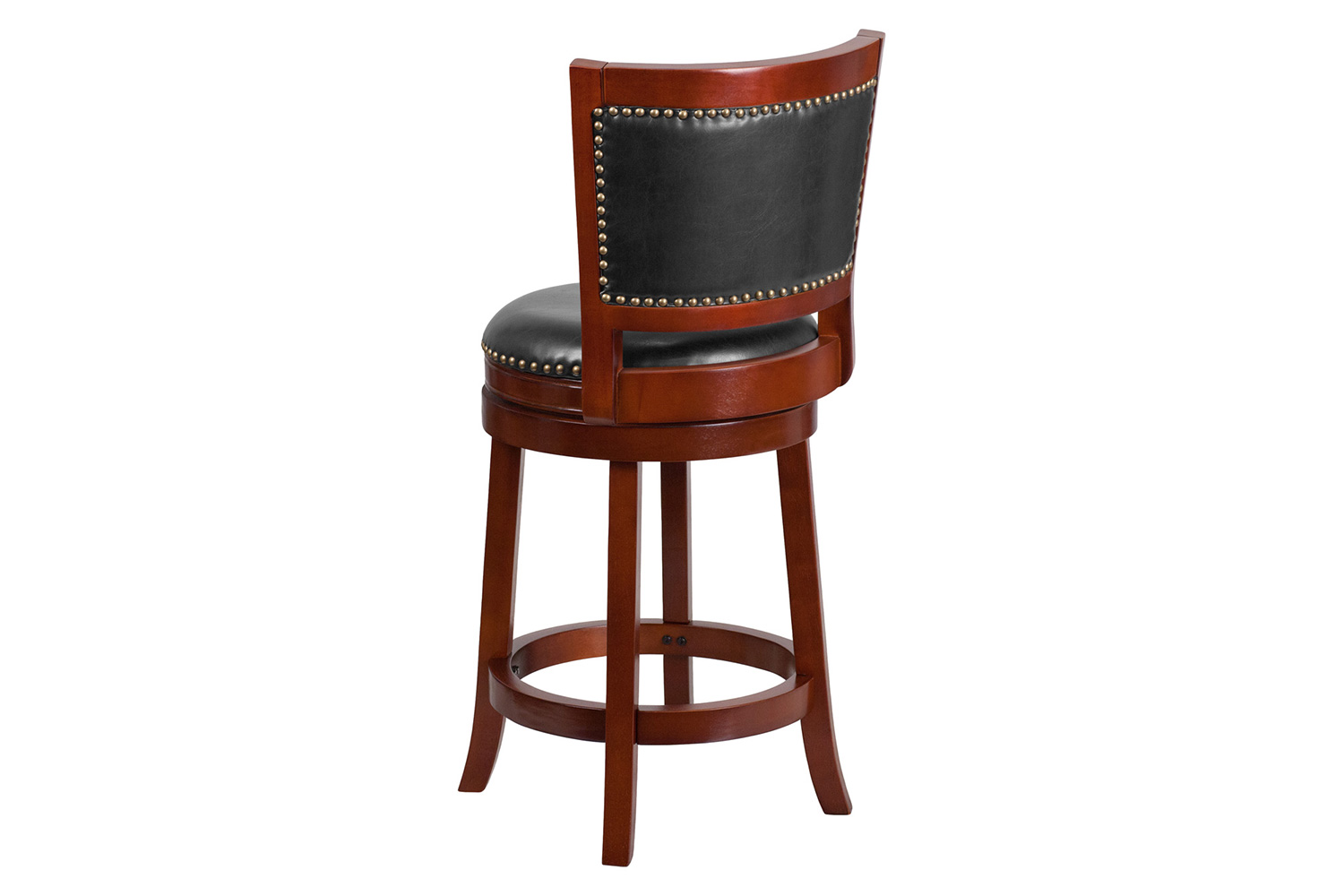 BLNK Ebert Wood Counter Height Stool with Open Panel Back and Swivel Seat - Dark Cherry