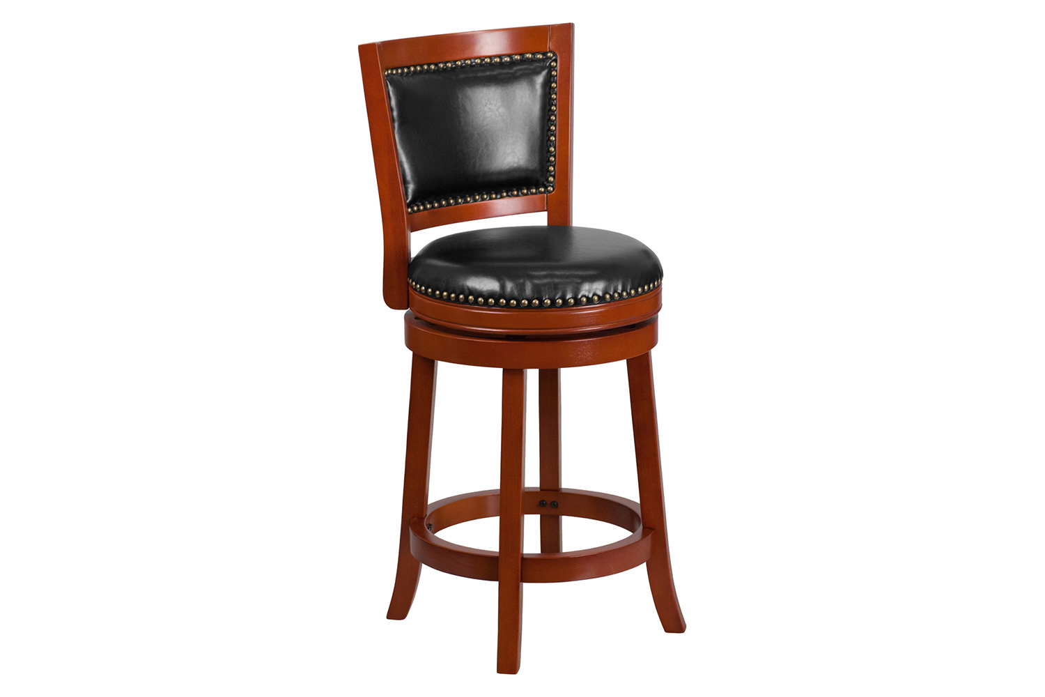 BLNK Ebert Wood Counter Height Stool with Open Panel Back and Swivel Seat - Light Cherry