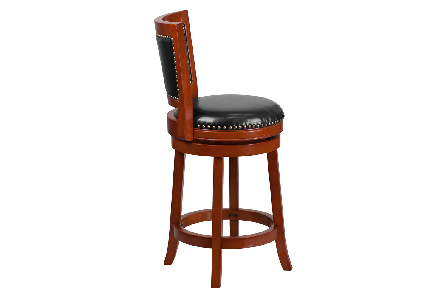 BLNK Ebert Wood Counter Height Stool with Open Panel Back and Swivel Seat - Light Cherry