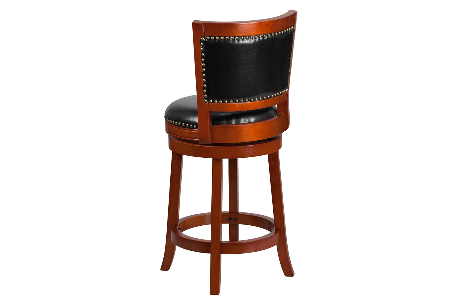 BLNK Ebert Wood Counter Height Stool with Open Panel Back and Swivel Seat - Light Cherry