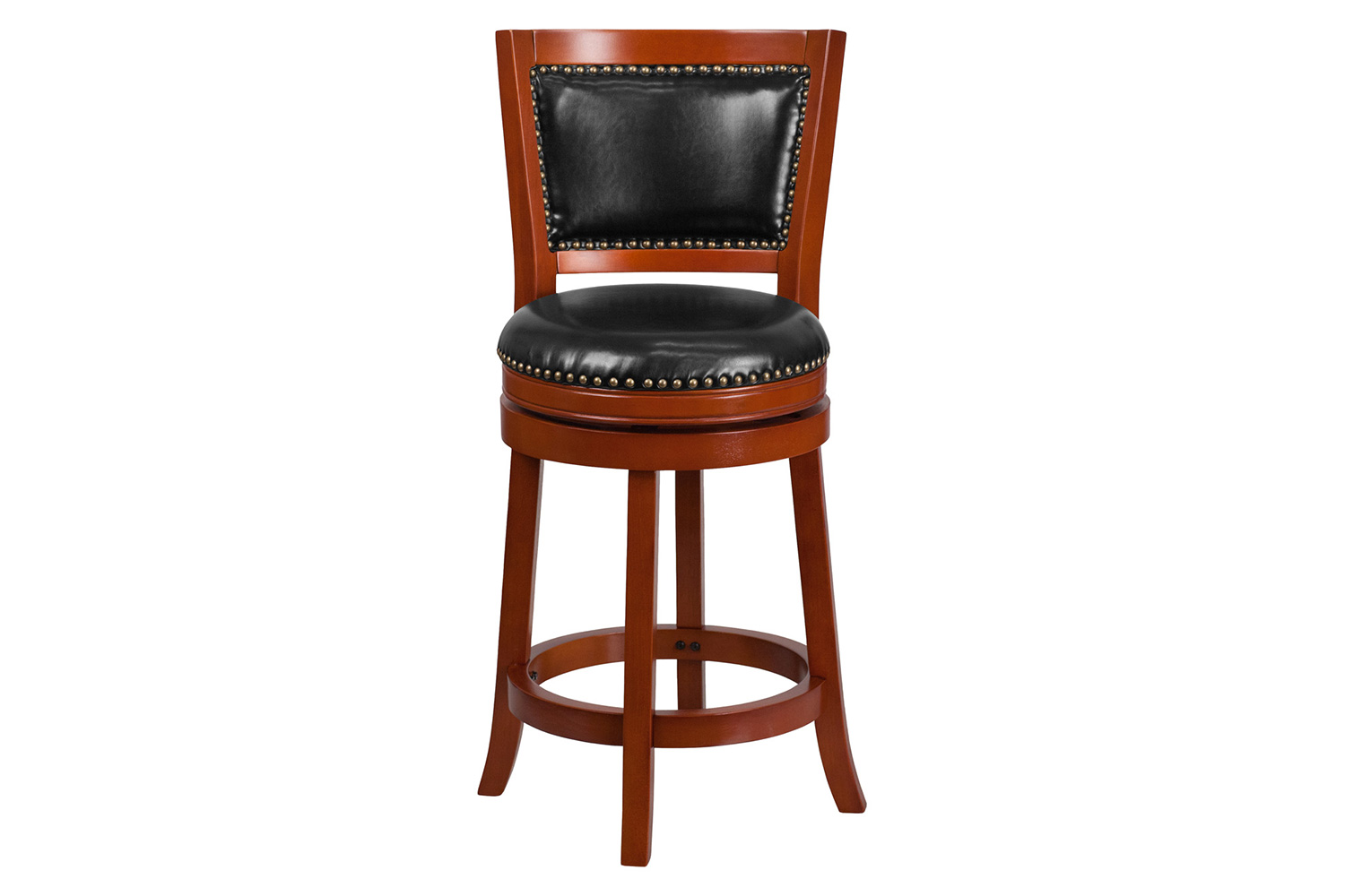 BLNK Ebert Wood Counter Height Stool with Open Panel Back and Swivel Seat - Light Cherry