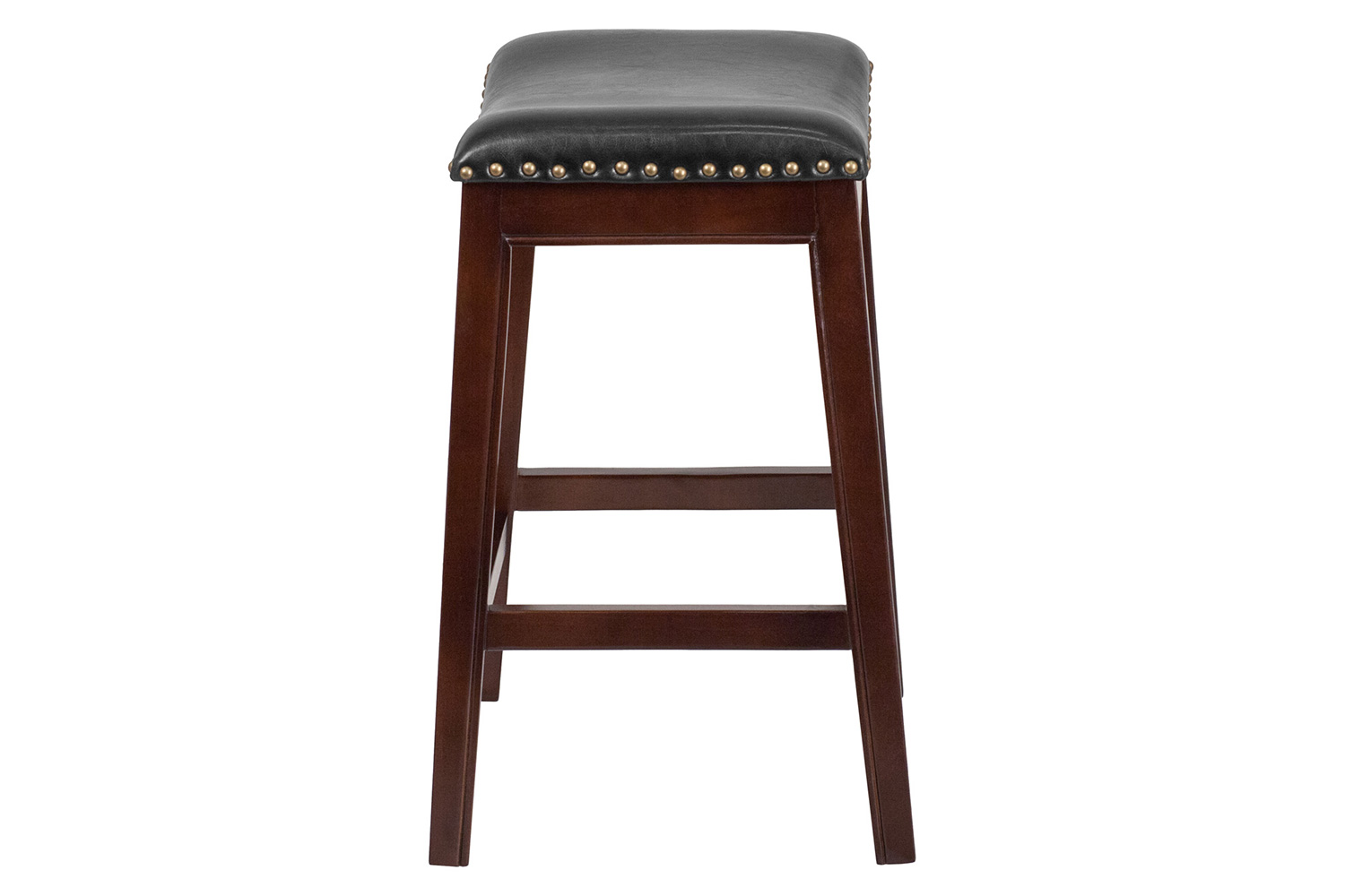 BLNK Alphus Wood Backless Counter Height Stool with Black Saddle Seat - Cappuccino