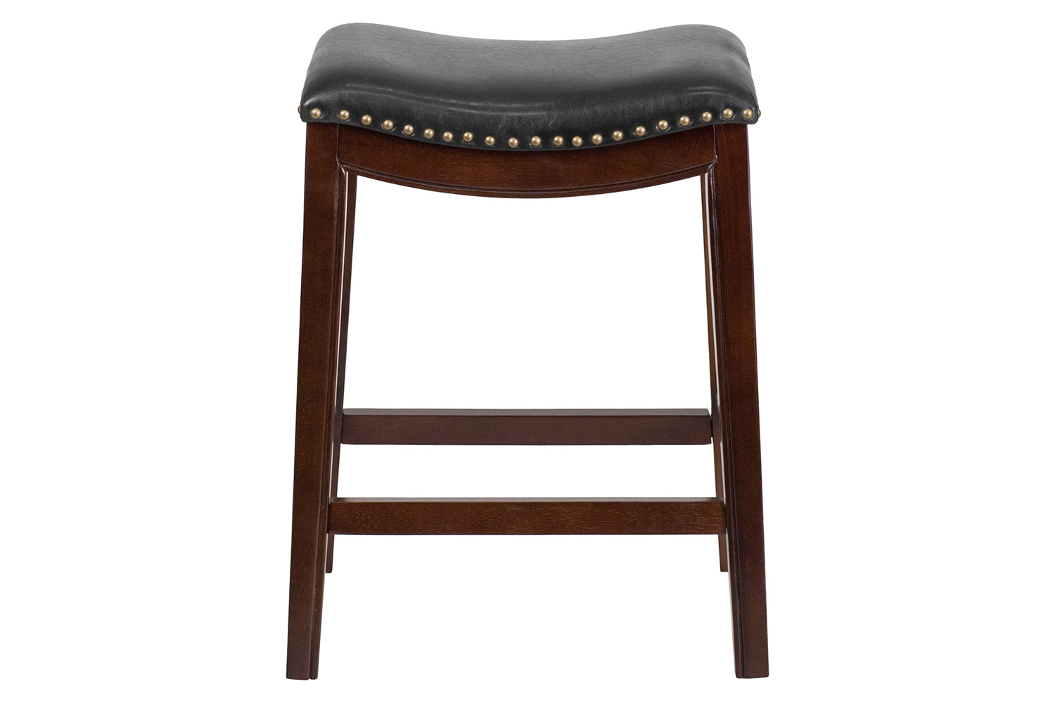 BLNK Alphus Wood Backless Counter Height Stool with Black Saddle Seat - Cappuccino