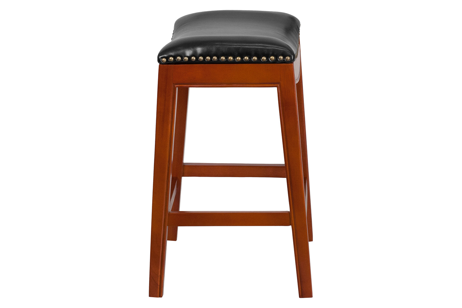 BLNK Alphus Wood Backless Counter Height Stool with Black Saddle Seat - Light Cherry