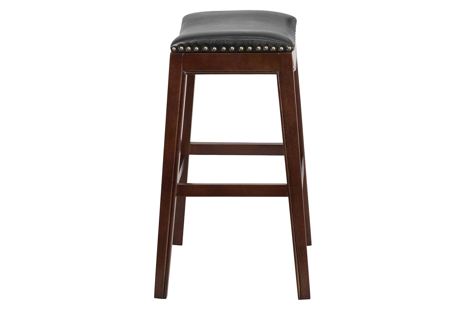 BLNK - Alphus Backless Cappuccino Wood Bar Stool with Black Saddle Seat