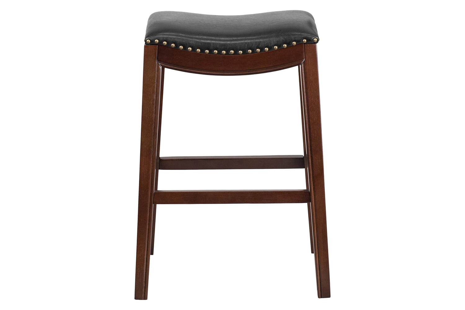 BLNK - Alphus Backless Cappuccino Wood Bar Stool with Black Saddle Seat