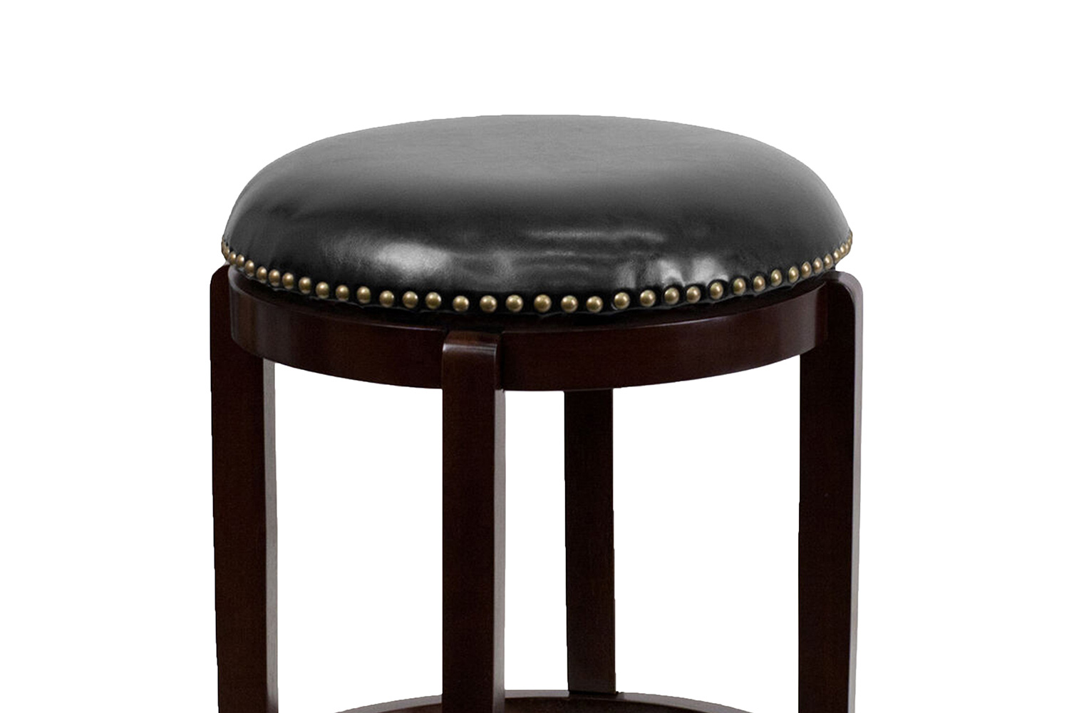 BLNK Margaret Wood Backless Counter Height Stool with Black Swivel Seat - Cappuccino