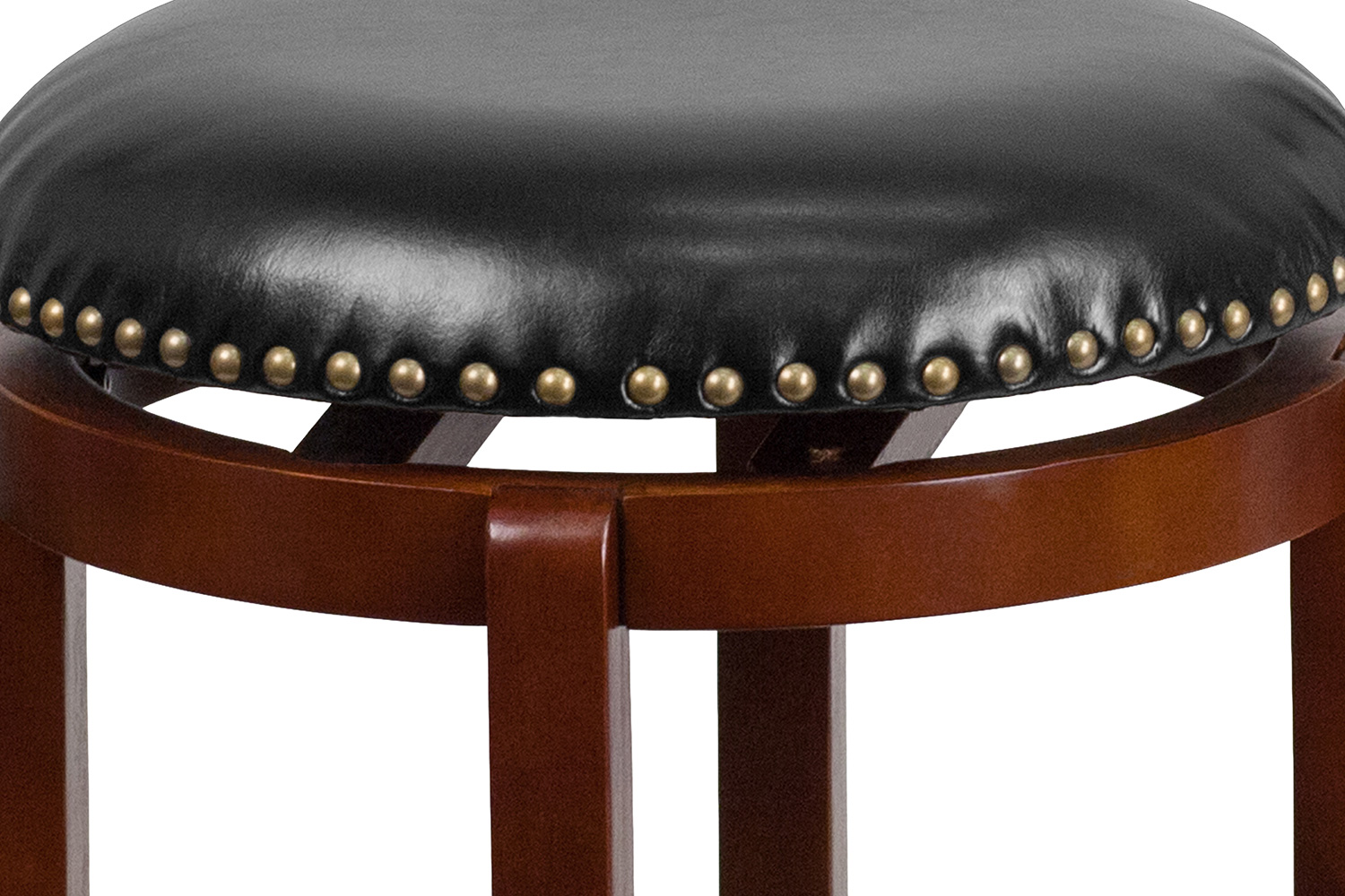 BLNK Margaret Wood Backless Counter Height Stool with Black Swivel Seat - Light Cherry