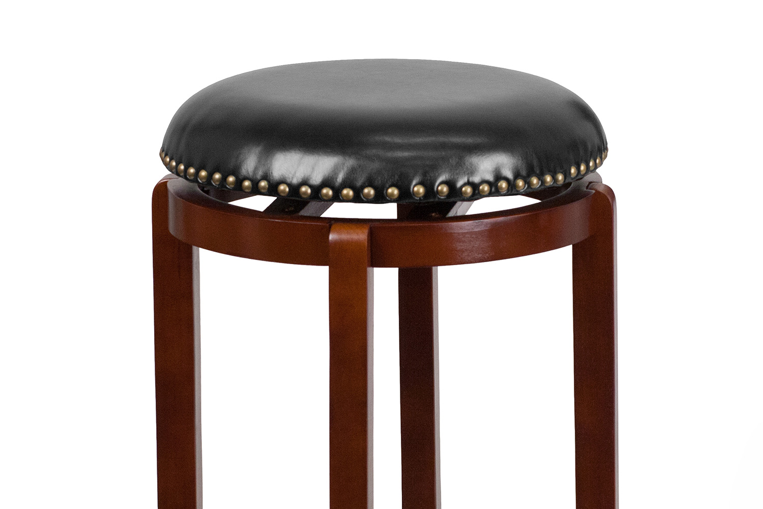 BLNK - Margaret Light Cherry Wood Backless Bar Stool with Black Swivel Seat