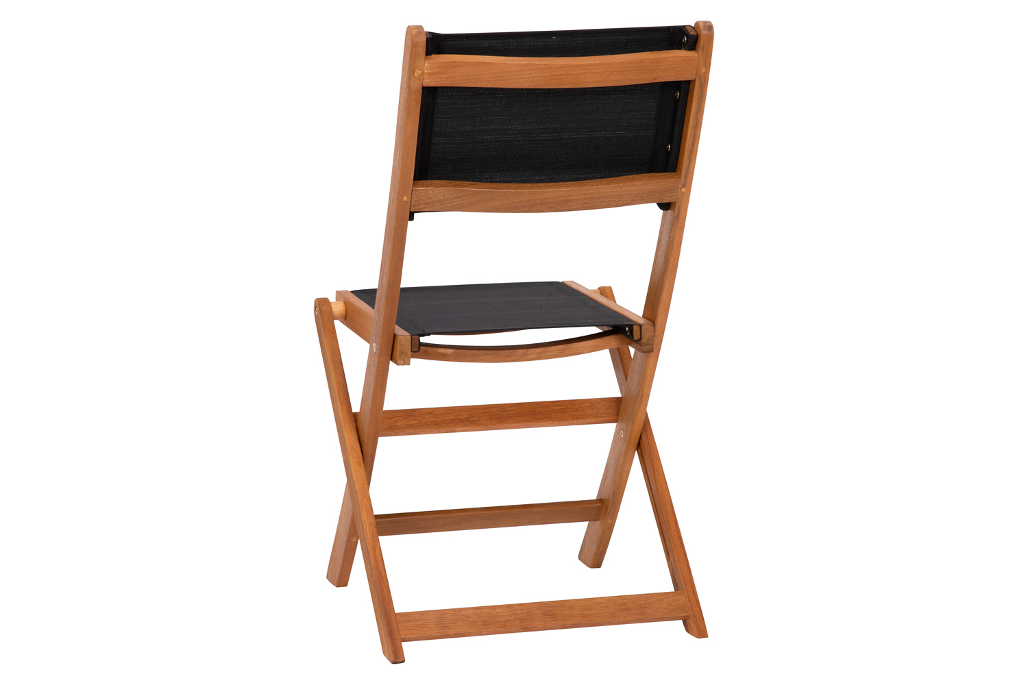 BLNK - Martindale Indoor-Outdoor Folding Acacia Wood Patio Bistro Chairs with Natural X Base Frame and Black Textilene Back and Seat Set of 2