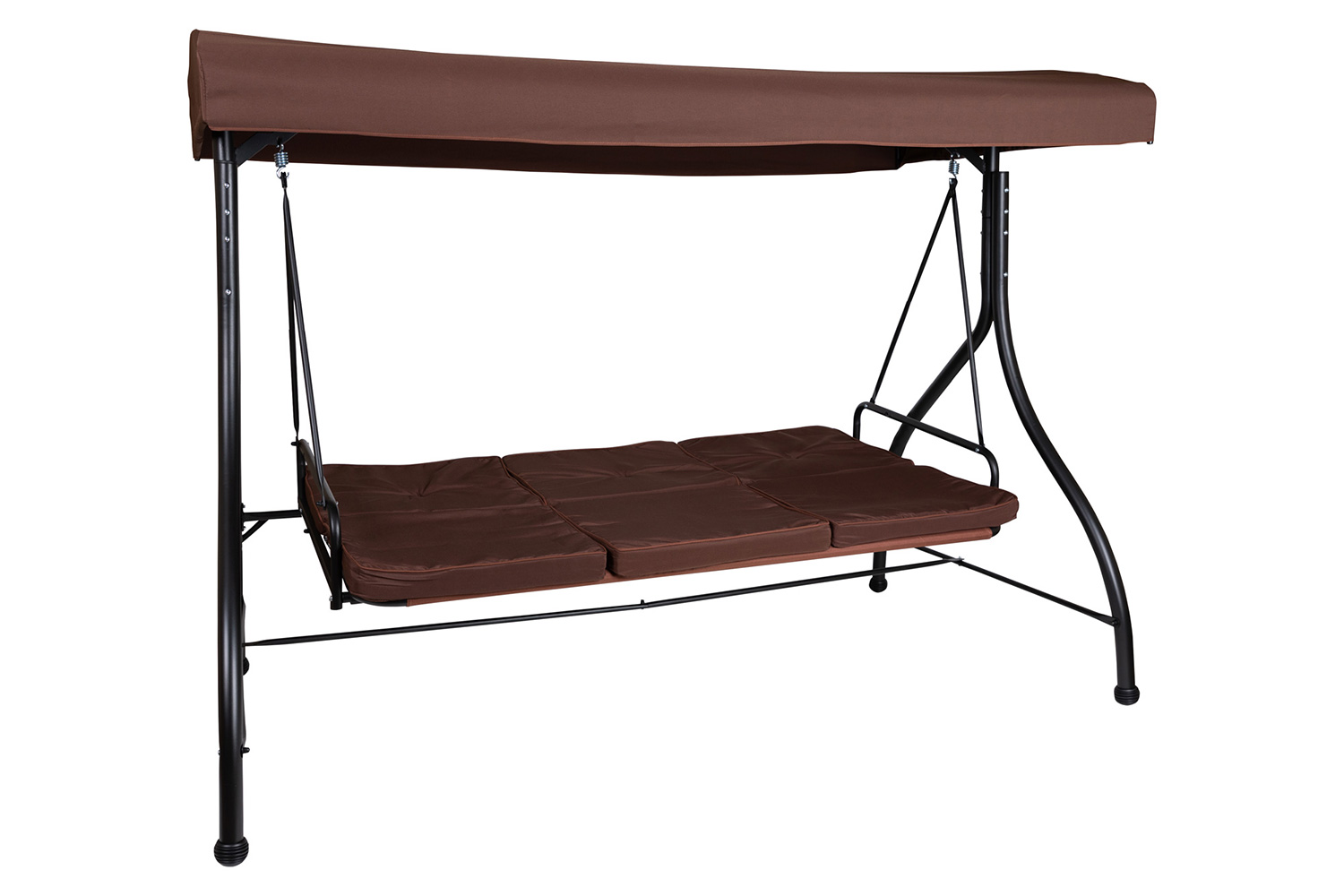 BLNK™ Tellis Outdoor Steel 3-Seat Converting Patio Swing Canopy Hammock with Cushions - Brown