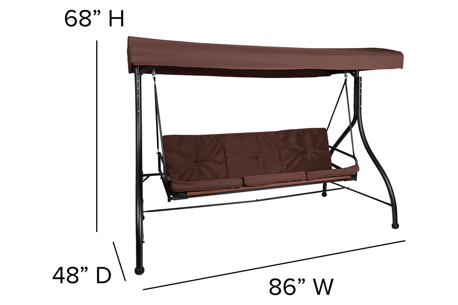 BLNK™ Tellis Outdoor Steel 3-Seat Converting Patio Swing Canopy Hammock with Cushions - Brown