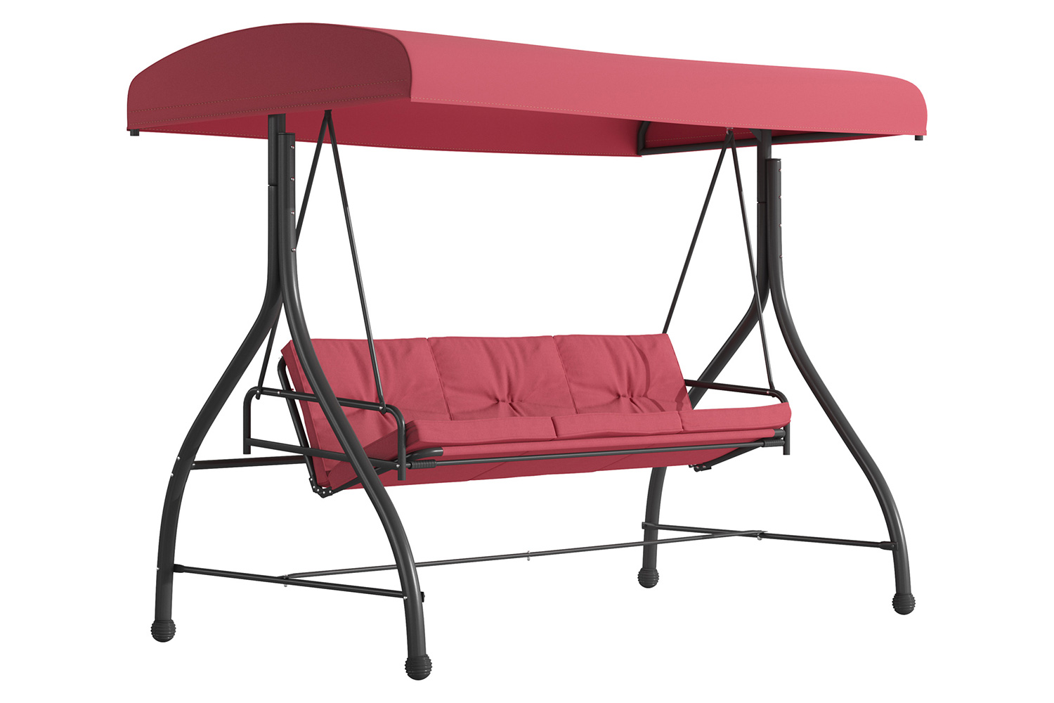 BLNK Tellis Outdoor Steel 3-Seat Converting Patio Swing Canopy Hammock with Cushions - Maroon