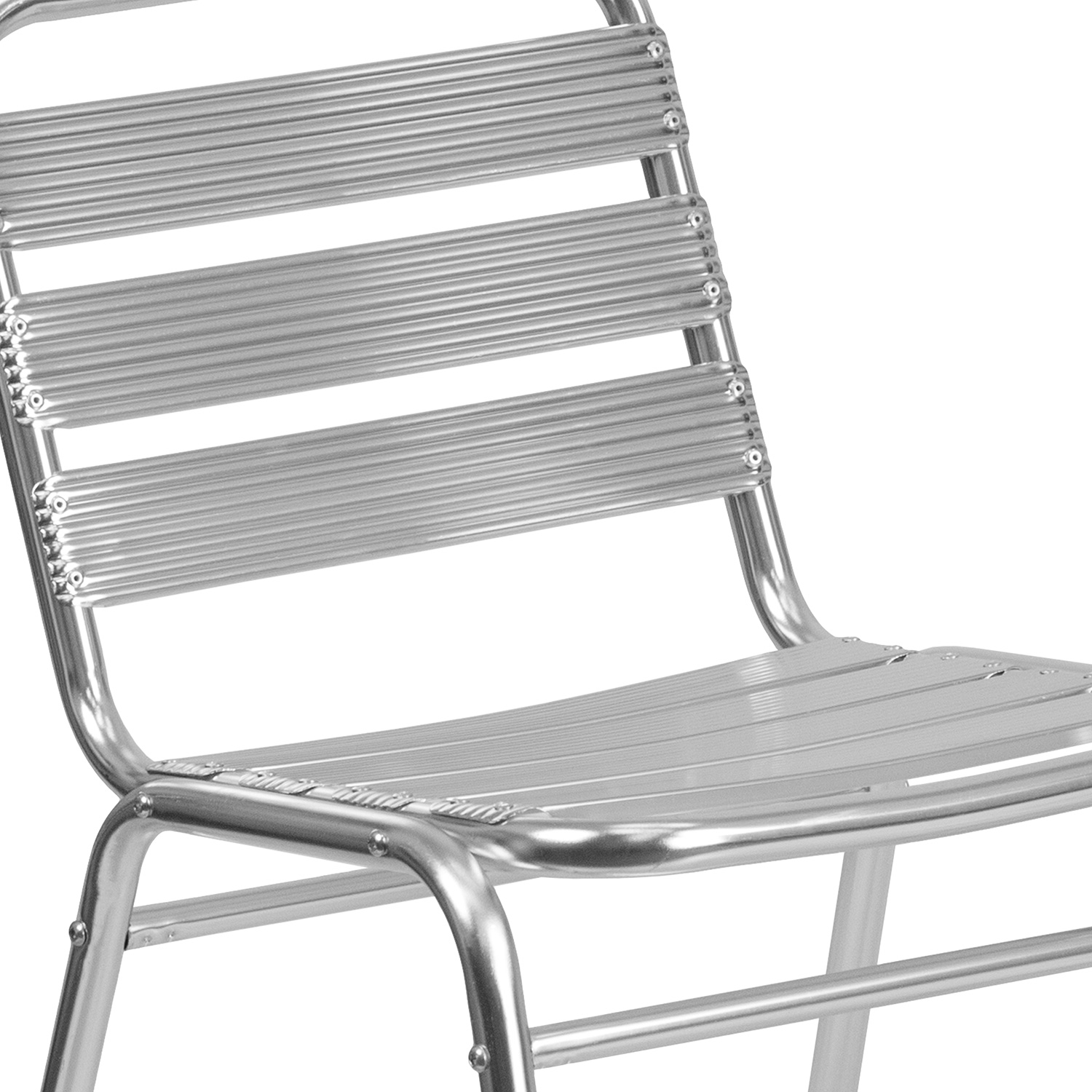 BLNK - Lila Commercial Aluminum Indoor-Outdoor Restaurant Stack Chair with Triple Slat Back