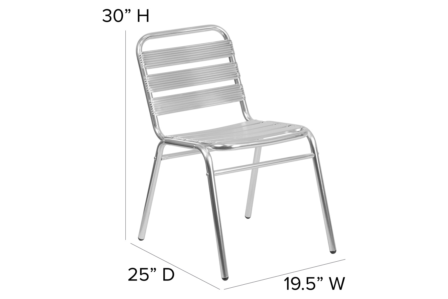 BLNK - Lila Commercial Aluminum Indoor-Outdoor Restaurant Stack Chair with Triple Slat Back