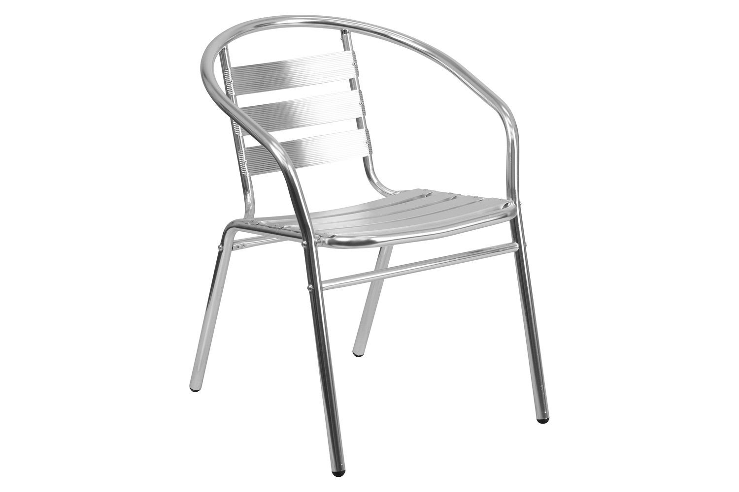 BLNK - Lila Commercial Aluminum Indoor-Outdoor Restaurant Stack Chair with Triple Slat Back and Arms