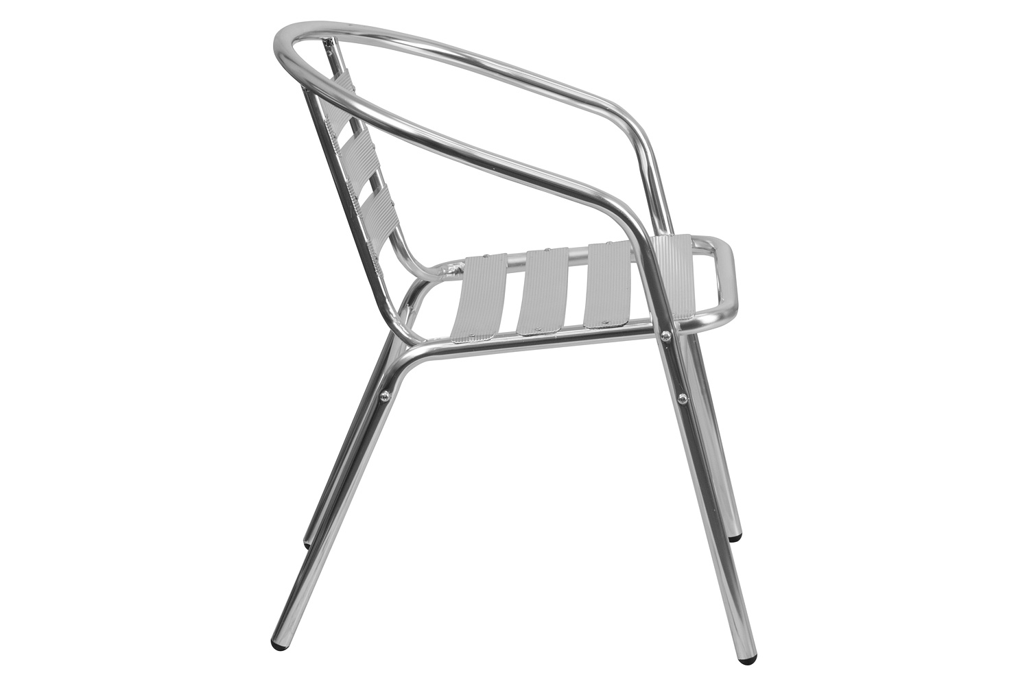 BLNK - Lila Commercial Aluminum Indoor-Outdoor Restaurant Stack Chair with Triple Slat Back and Arms