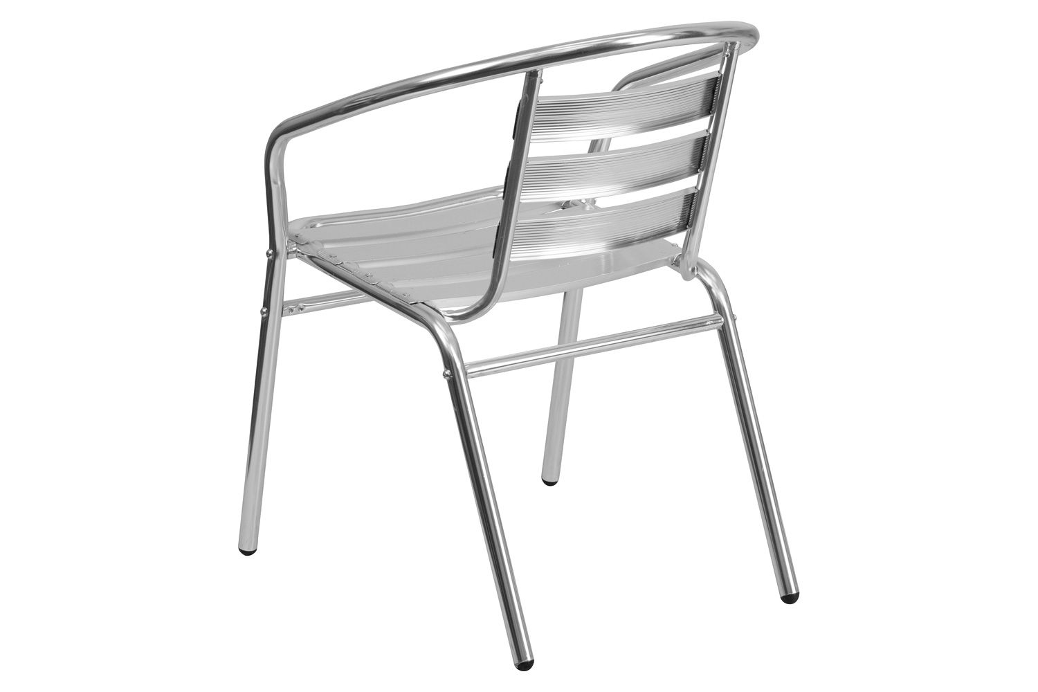 BLNK - Lila Commercial Aluminum Indoor-Outdoor Restaurant Stack Chair with Triple Slat Back and Arms