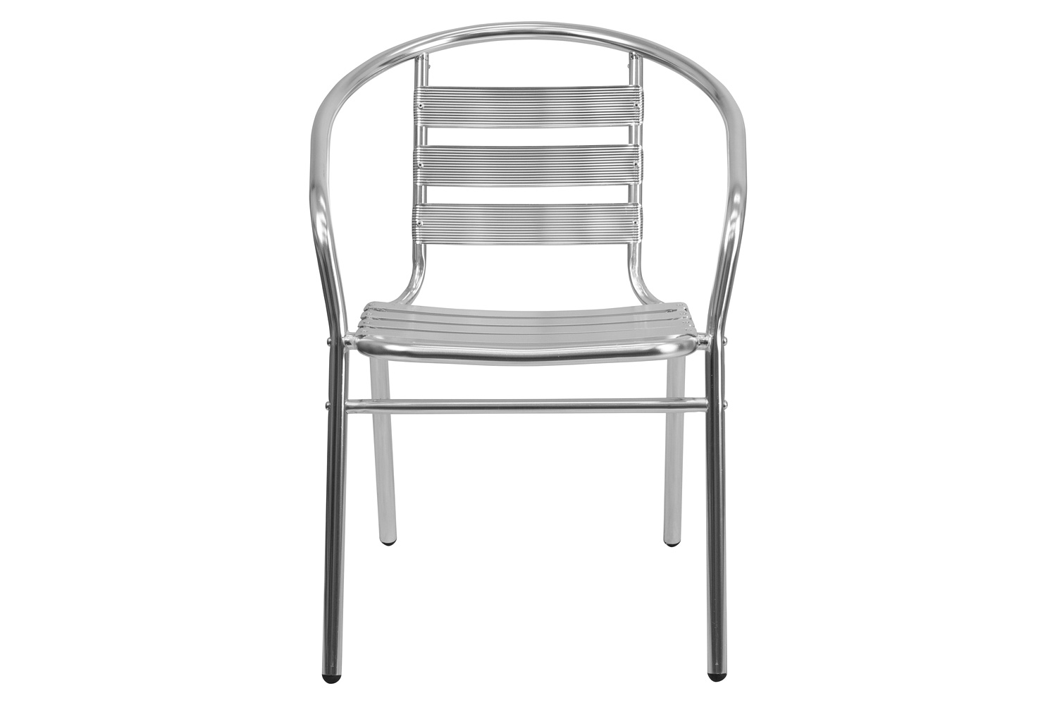 BLNK - Lila Commercial Aluminum Indoor-Outdoor Restaurant Stack Chair with Triple Slat Back and Arms