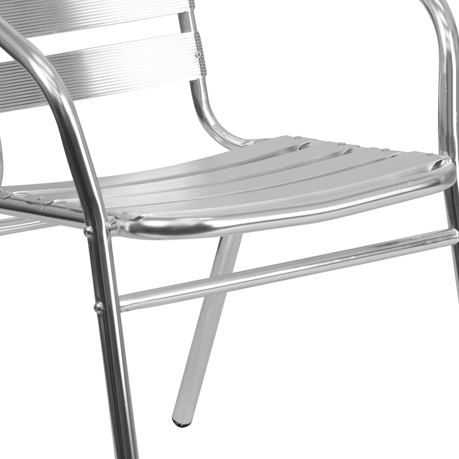 BLNK - Lila Commercial Aluminum Indoor-Outdoor Restaurant Stack Chair with Triple Slat Back and Arms