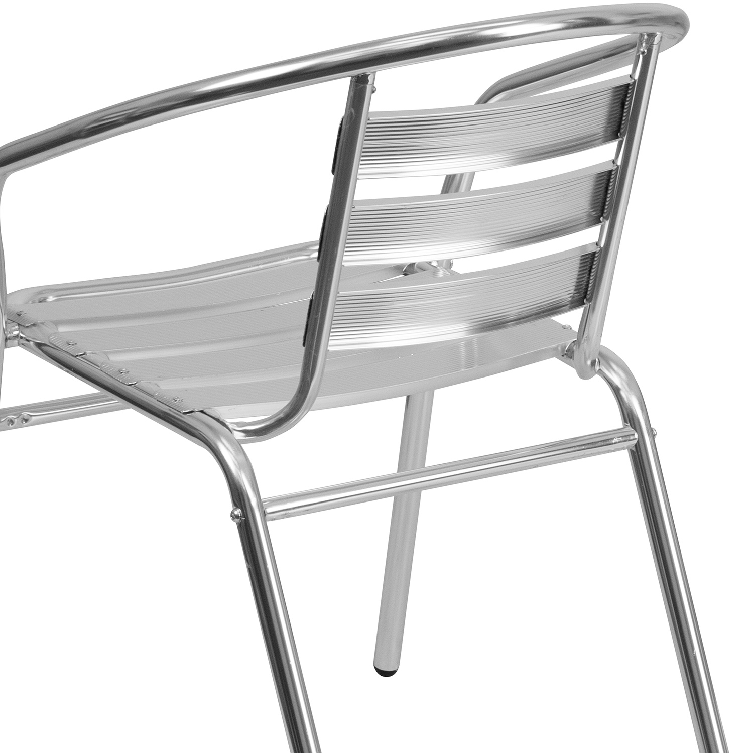 BLNK - Lila Commercial Aluminum Indoor-Outdoor Restaurant Stack Chair with Triple Slat Back and Arms