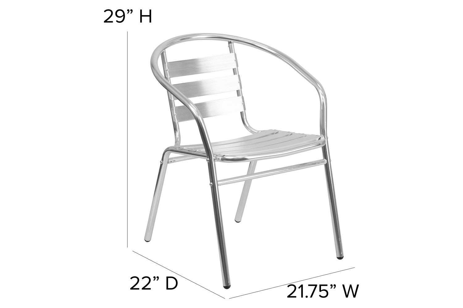 BLNK - Lila Commercial Aluminum Indoor-Outdoor Restaurant Stack Chair with Triple Slat Back and Arms