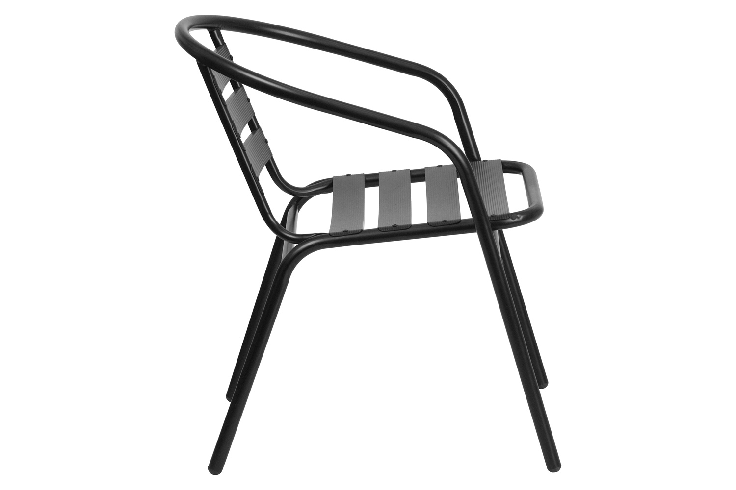 BLNK Lila Metal Restaurant Stack Chair with Aluminum Slats - Black